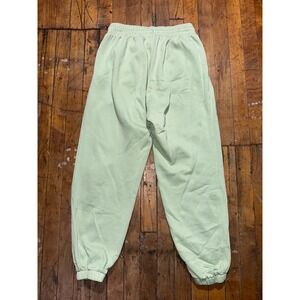 H&M Jogger Pants Men's S Green Fleece Lined Tapered Leg Elastic Waist Drawstring